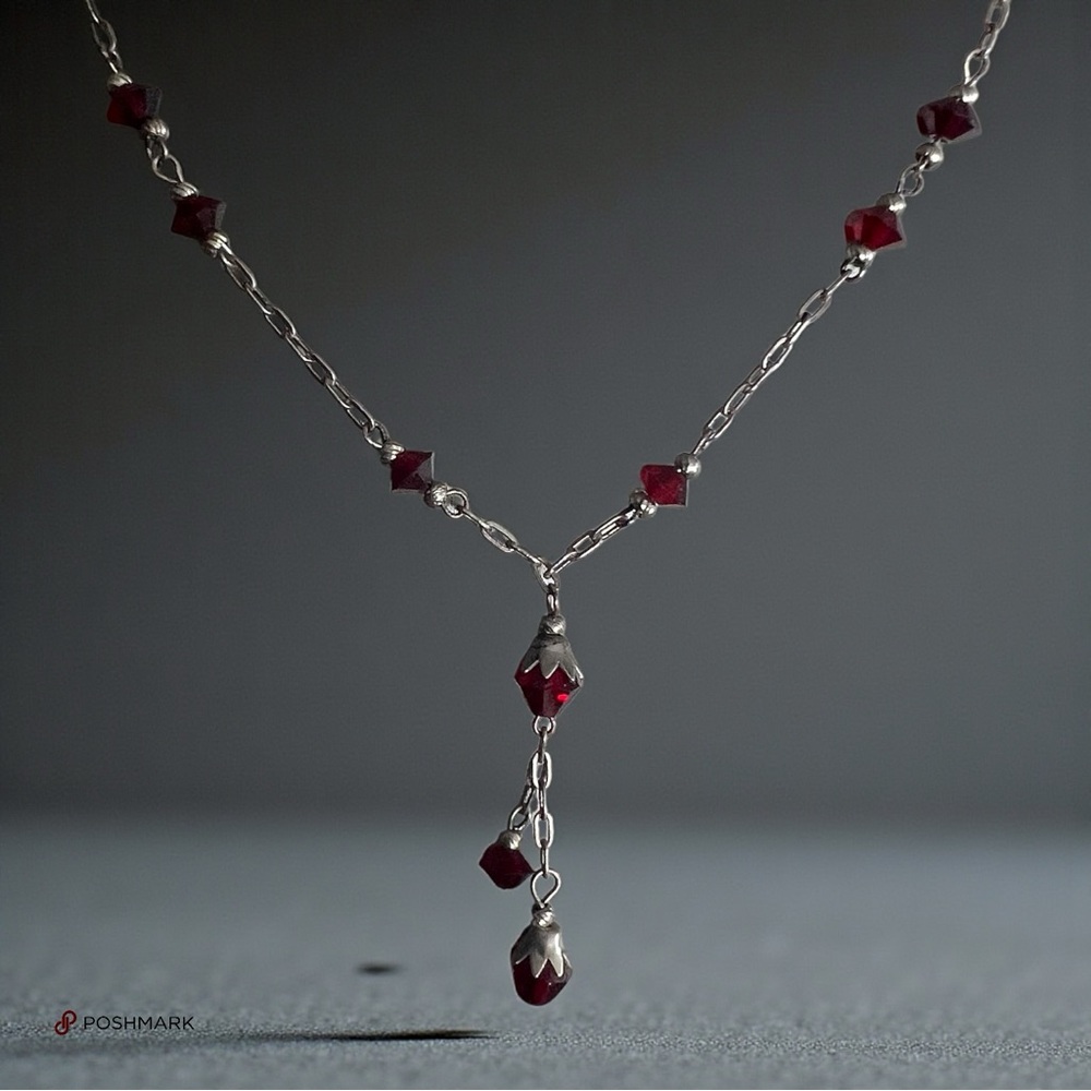 💖 Robert Rose Red Crystal Drop Necklace 💖